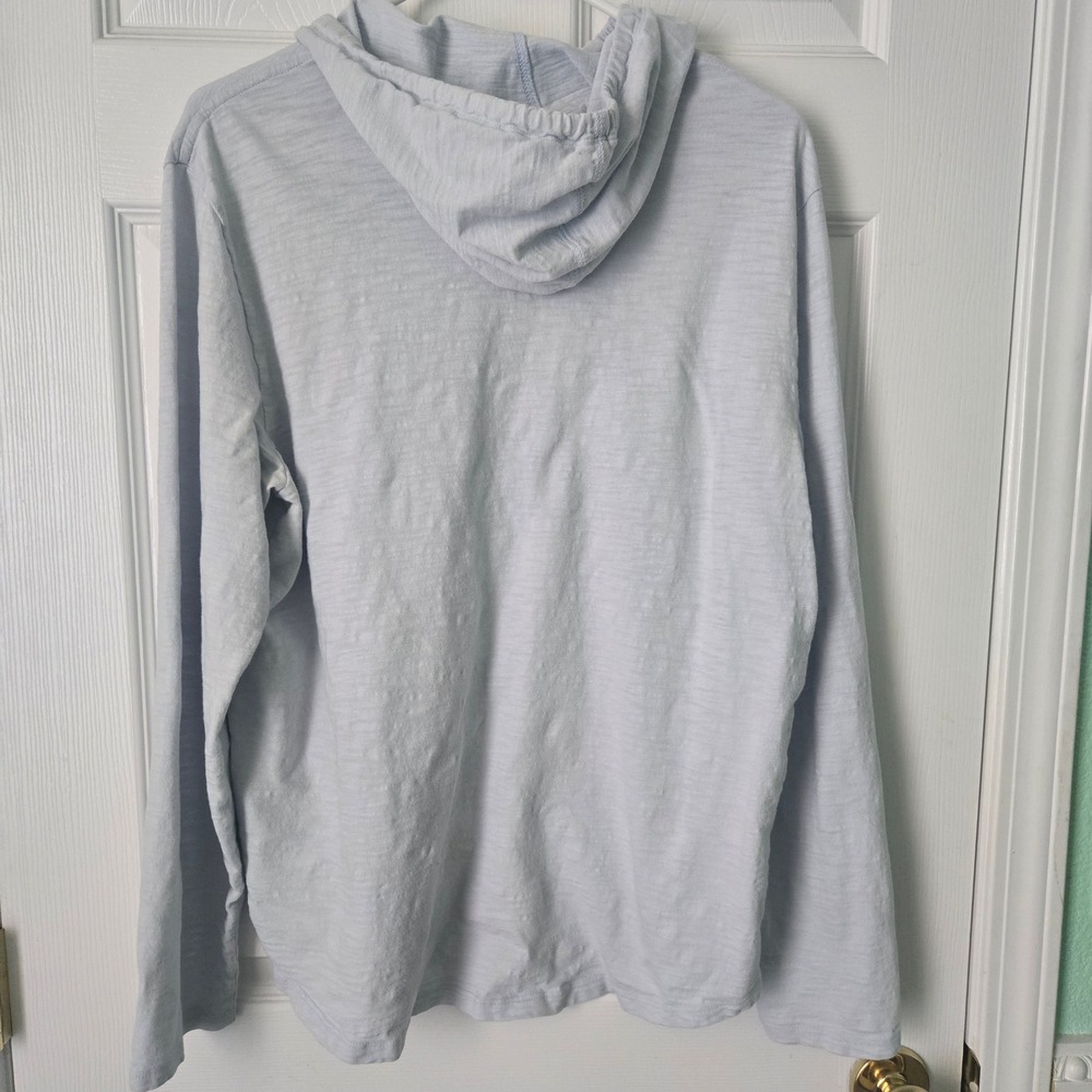 Vince Mens Light Blue 100% Cotton Slub Jersey Long Sleeve Pullover Hoodie L - Picture 6 of 12